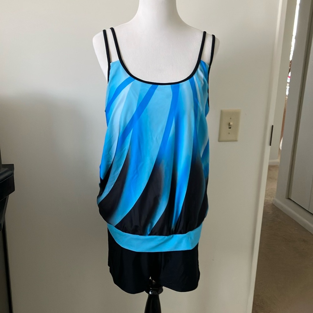Blue and Black Striped Tank Top
